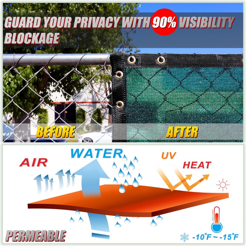 ColourTree شاشة خصوصية ملونة 6' x 50' شاشة سياج خضراء غطاء قماش ظل شبكة قماش - درجة تجارية 170 GSM - روابط كابل مشمولة - نصنع أحجام مخصصة - Image 5